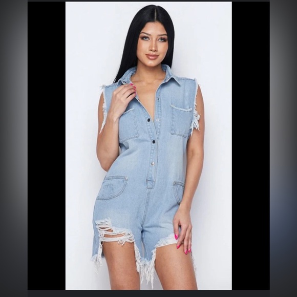 veveret Pants - Denim Sleeveless Romper